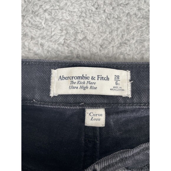 Abercrombie & Fitch Jeans Women 28|6 Short Black The Kick Flare Ultra High Rise - Picture 2 of 7
